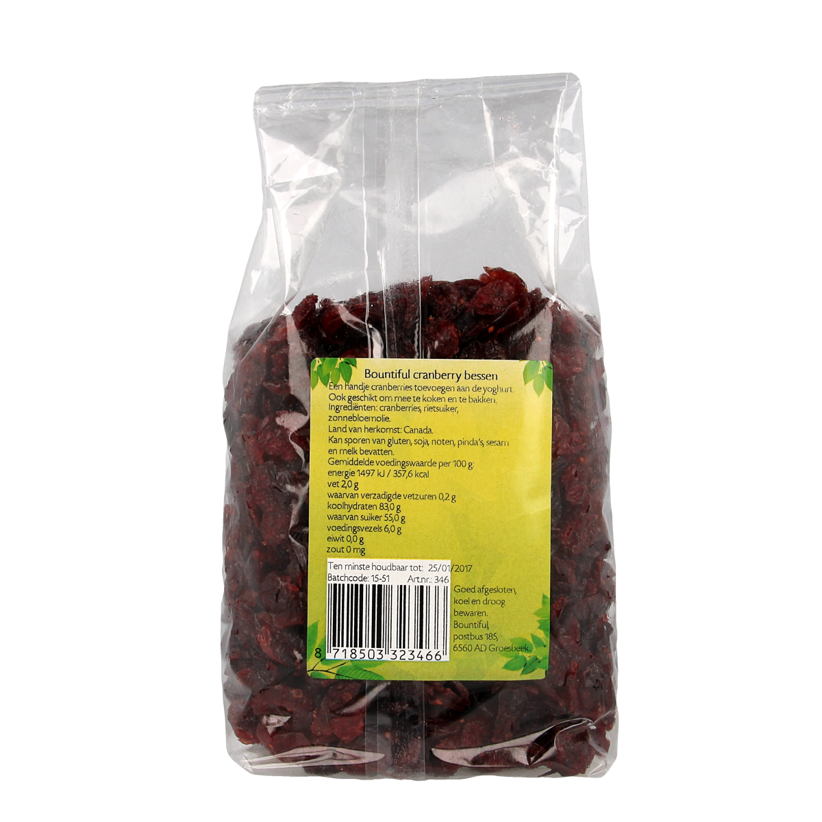 Bountiful Cranberry Bessen raw superfoods in a 500g package, fresh and vibrant red berries for healthy snacking or cooking.