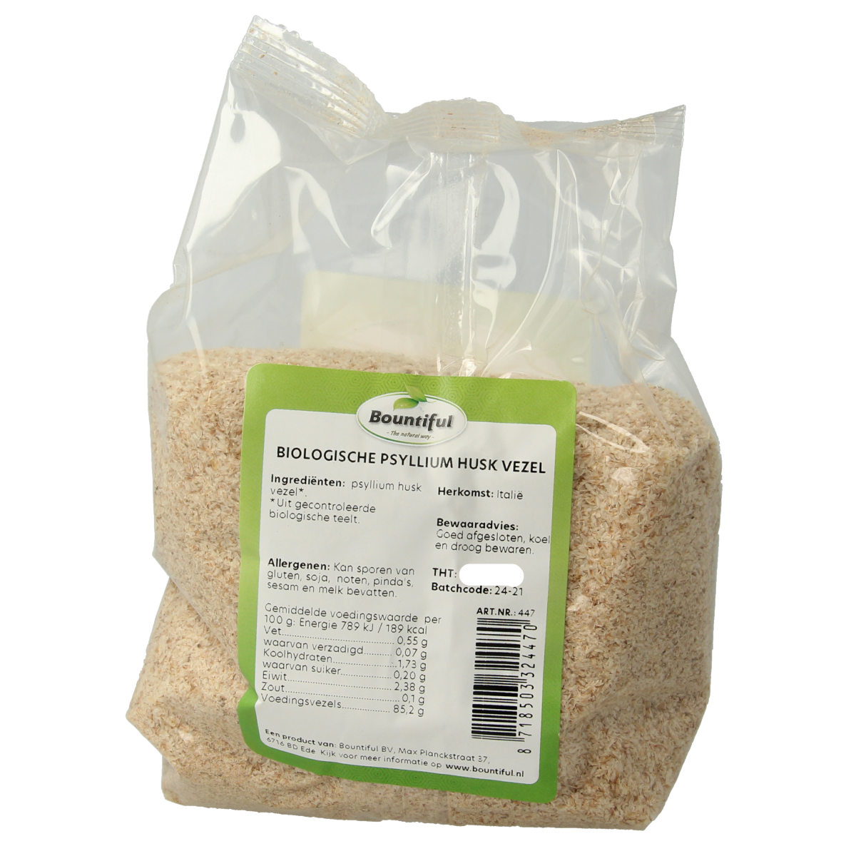 Bountiful organic psyllium husk powder in a 200g package, raw superfood for fiber and digestive health.