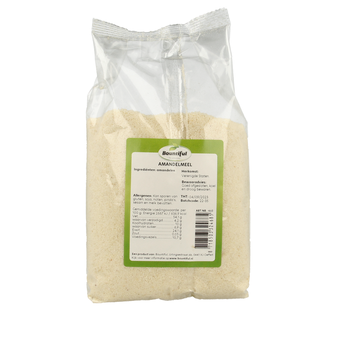 Bountiful Bountiful Amandelmeel almond meal in 400g package, natural baking mix and flour for gluten-free recipes