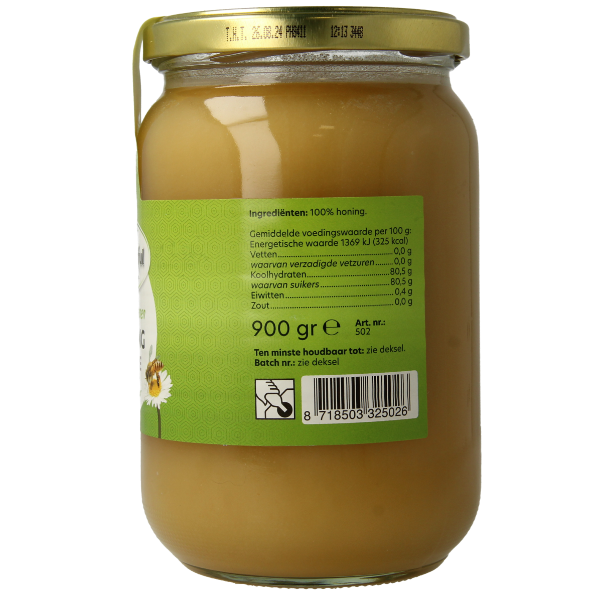 Bountiful Weidebloemen honing creme jar, 900g, with golden honey and floral label, showcasing the creamy honey product.