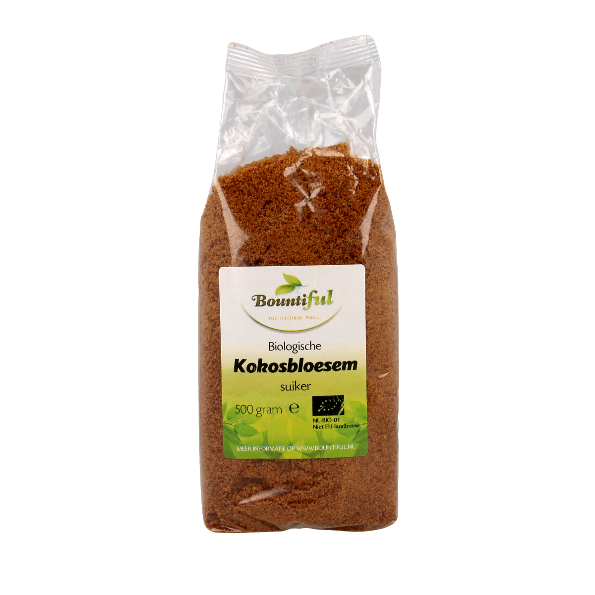 Bountiful organic coconut blossom sugar in a 500g package, natural sweetener from Bountiful, shown in the image.
