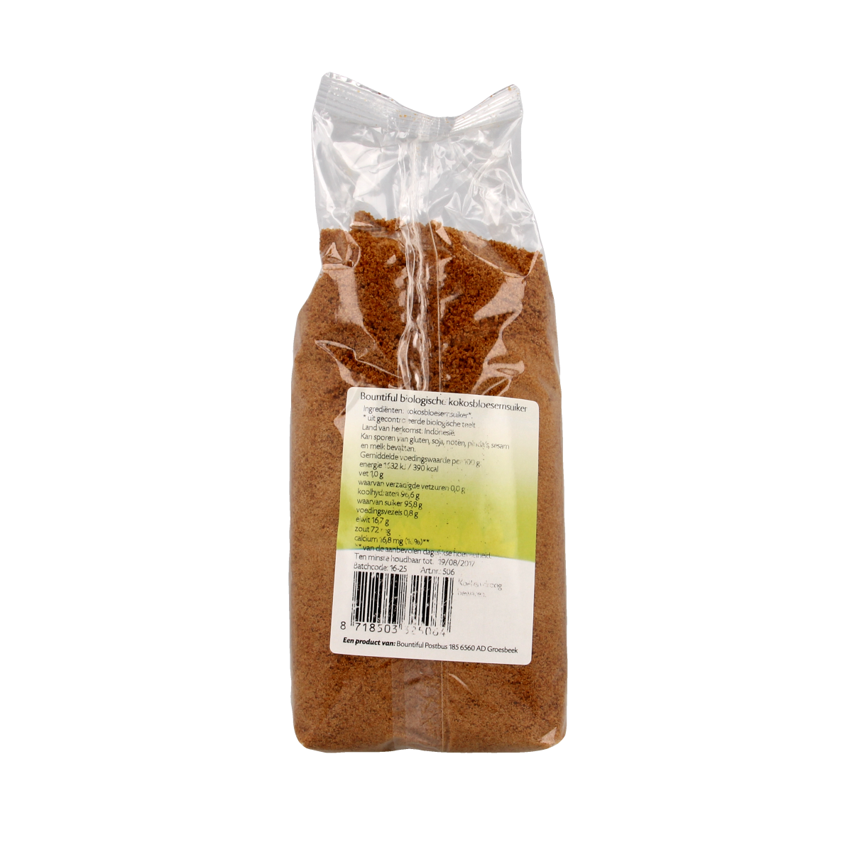Bountiful organic coconut blossom sugar in a 500g package, natural sweetener from coconut flowers, for baking and cooking