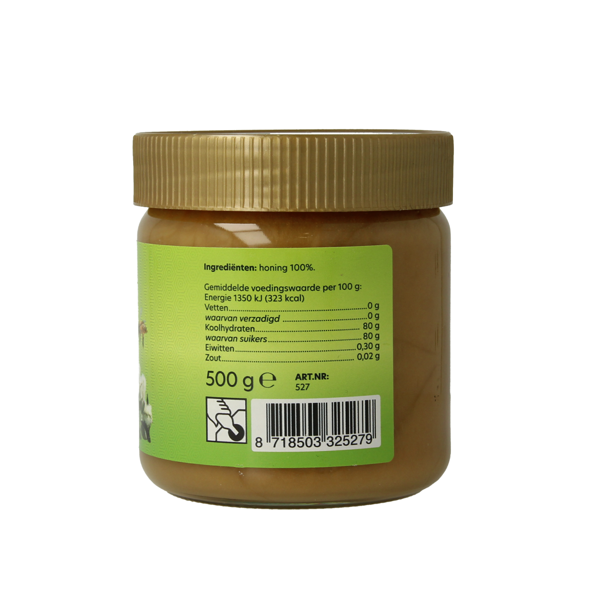 Bountiful Eucalyptus Honing 500g jar with eucalyptus leaves and honey, showcasing natural and fresh honey product.