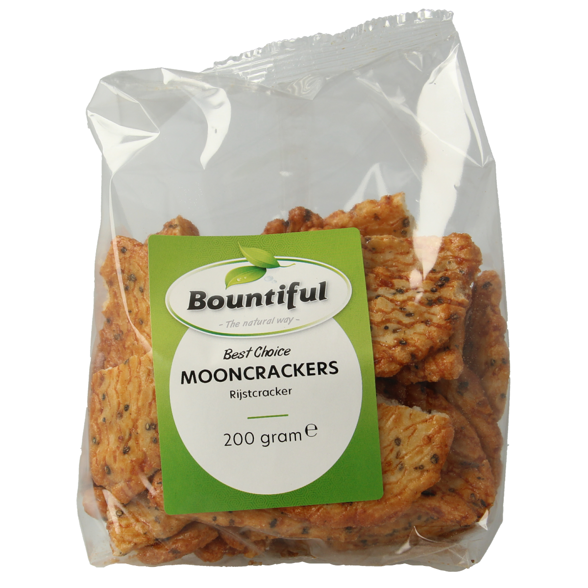 Bountiful Mooncrackers chips en zoutjes in 200g bag, crispy snack with salt flavor from Bountiful brand.