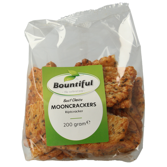 Bountiful Mooncrackers chips en zoutjes in 200g bag, crispy snack with salt flavor from Bountiful brand.