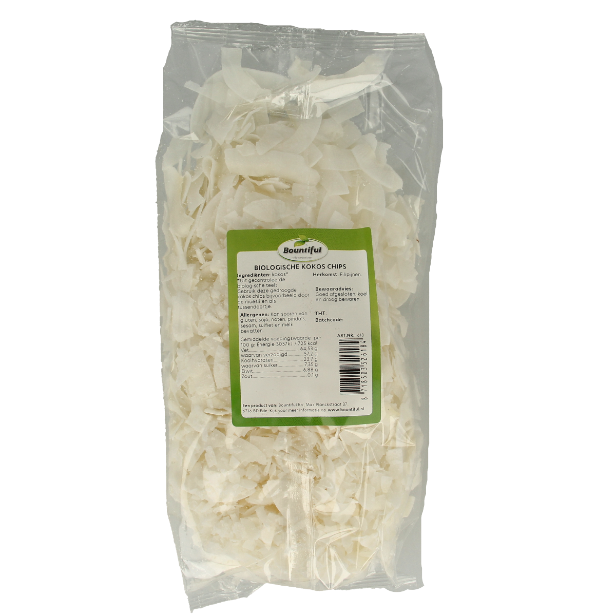 Raw Bountiful Kokos Chips Bio, 200g, organic coconut slices for healthy snacks and cooking, from Bountiful superfoods.