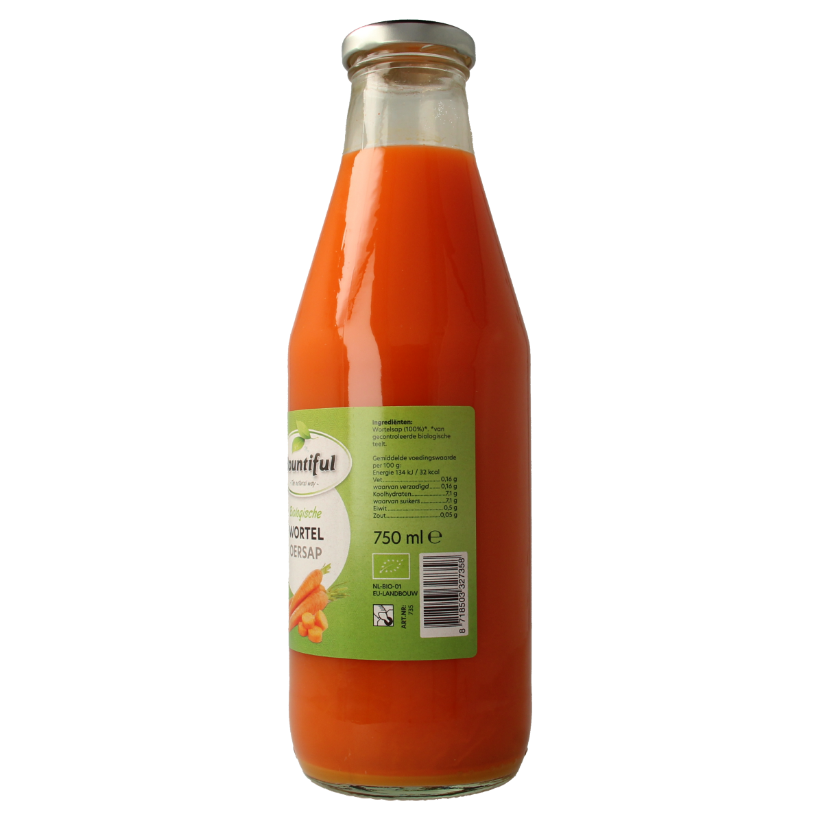 Bountiful Bountiful Wortel Oersap Bio in 750ml bottle, fresh organic carrot juice from the Dranken en Sappen category