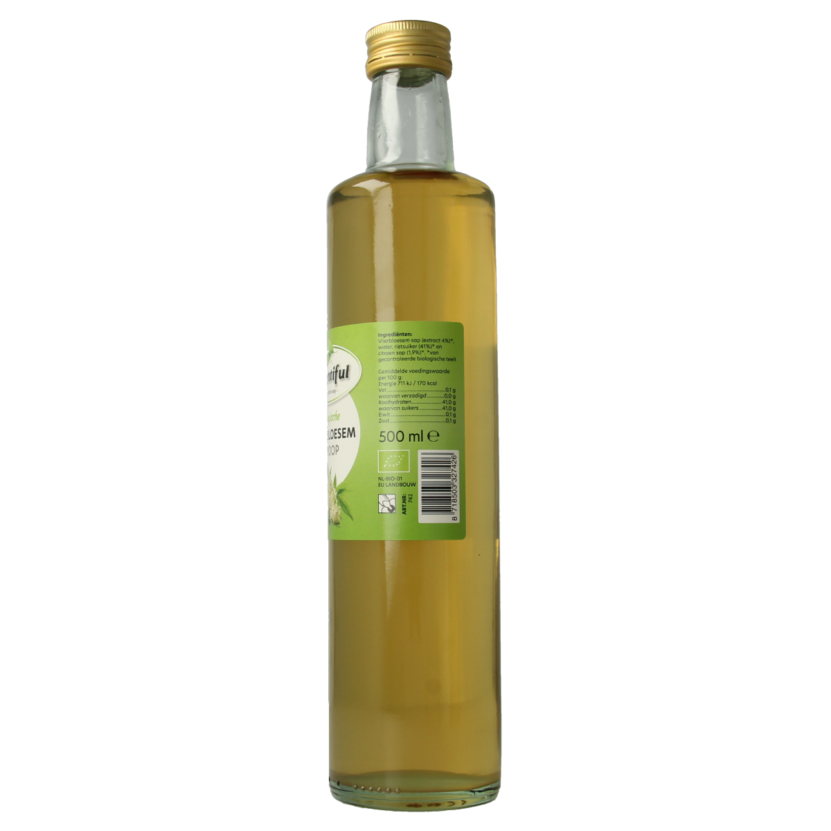 Bountiful Bountiful Vlierbloesemsiroop bio in 500ml bottle, natural elderflower syrup for drinks and recipes