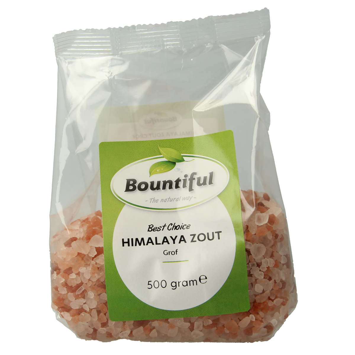 Bountiful Himalaya zout grof, 500g, natural pink coarse salt for cooking and seasoning.