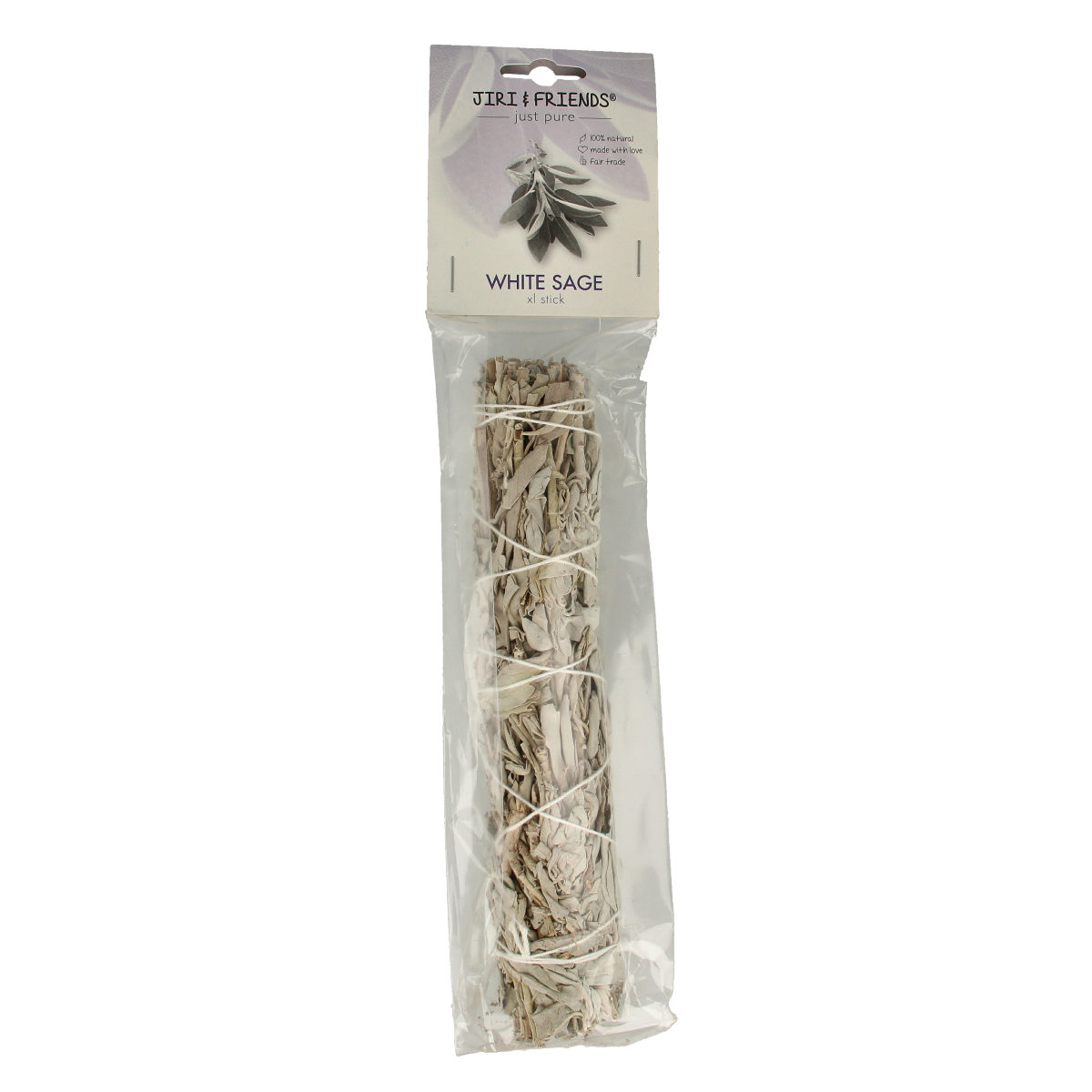 Jiri & Friends Wierook witte salie XL stick, natural incense stick for cleansing and spiritual purposes, 1.00 Stuks