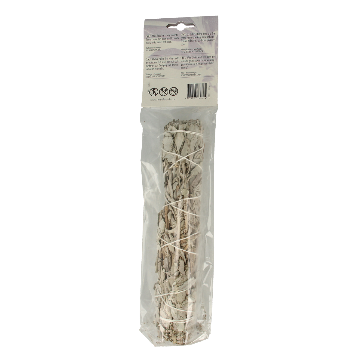 Jiri & Friends Wierook witte salie XL stick, natural incense stick for cleansing and spiritual rituals, 1.00 piece.