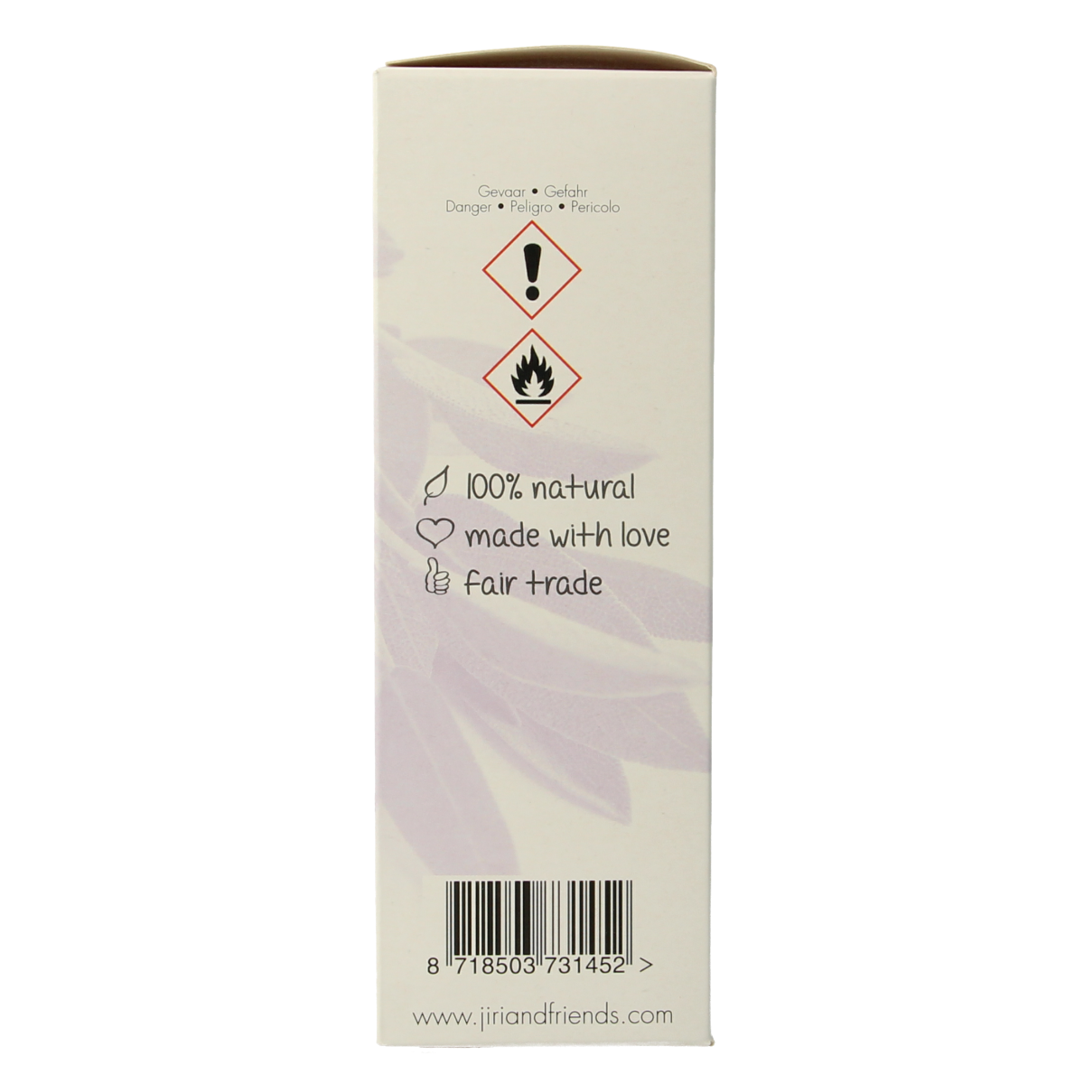 Jiri & Friends Huisparfum aromatherapy spray with white sage in a 100ml bottle, featuring a white spray nozzle and minimalist label.