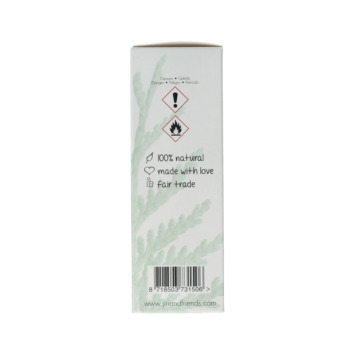 Jiri & Friends Green Cedar Aromatherapy Huisparfum spray in 100ml bottle, natural fragrance with cedar scent.