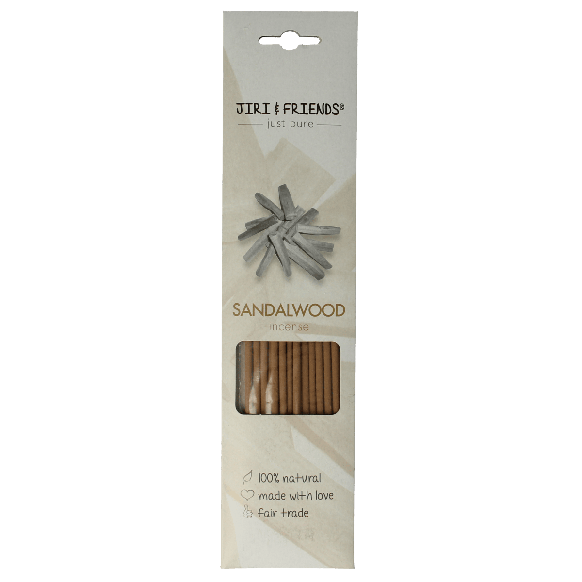 Jiri & Friends Wierook Sandelwood incense sticks, 15 pack, natural aromatic sticks with sandalwood scent.