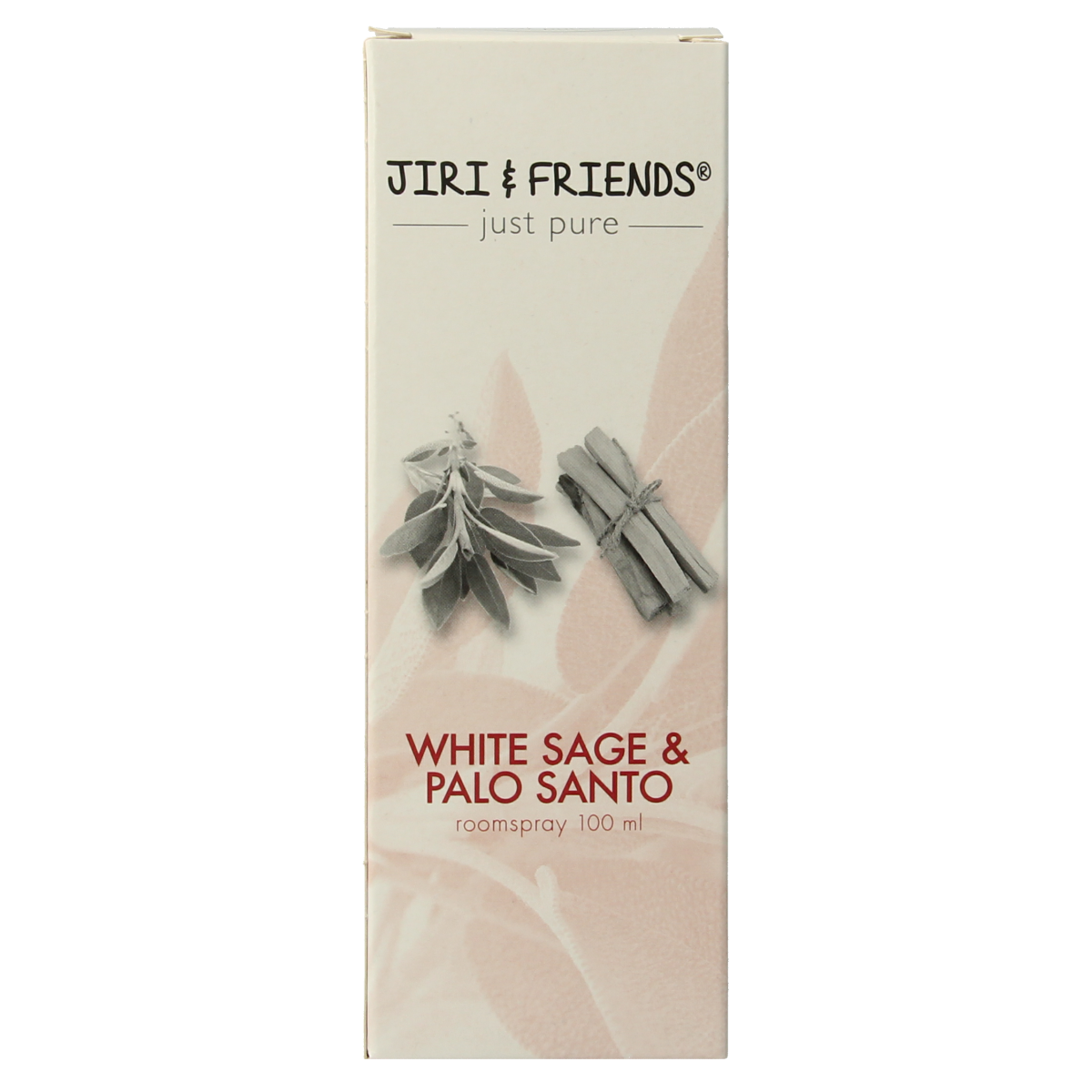 Jiri & Friends aromatherapy spray with palo santo and white sage in a 100ml Huisparfum bottle, natural scent for relaxation