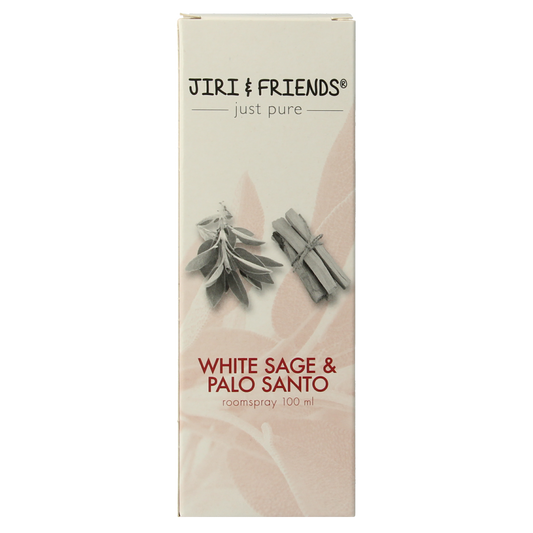 Jiri & Friends aromatherapy spray with palo santo and white sage in a 100ml Huisparfum bottle, natural scent for relaxation