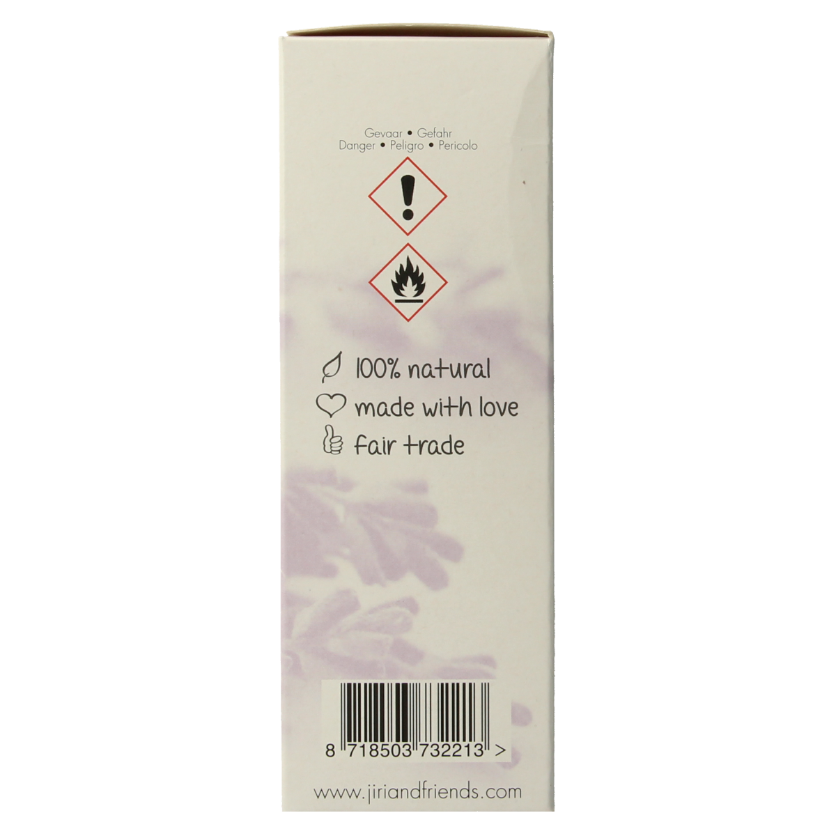 Jiri & Friends lavender aromatherapy spray bottle, 100ml, featuring natural essential oils for relaxation and wellness.