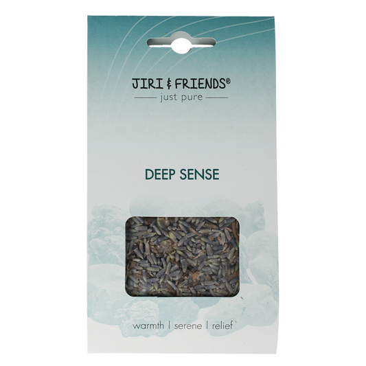 Jiri & Friends Harswierook incense sticks, deep sense aroma, 30 grams, natural woody scent, in packaging with incense sticks visible.