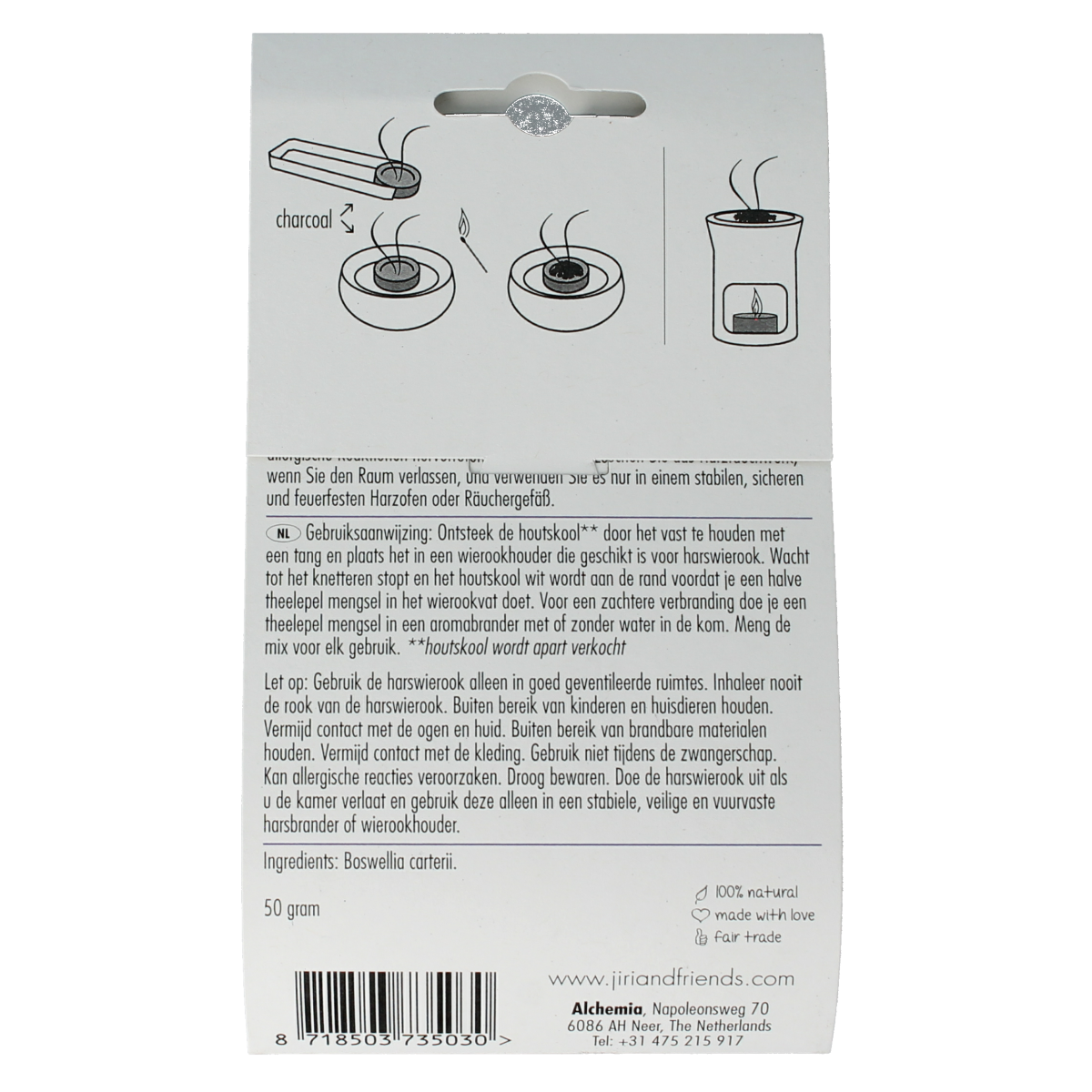 Jiri & Friends Harswierook frankincense oliban incense stick bundle in 50g package, traditional aromatic Wierook for spiritual use