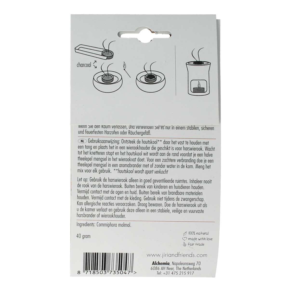 Jiri & Friends Somali myrrh incense stick, 40g, aromatic Indian Wierook with natural resin and traditional scent.