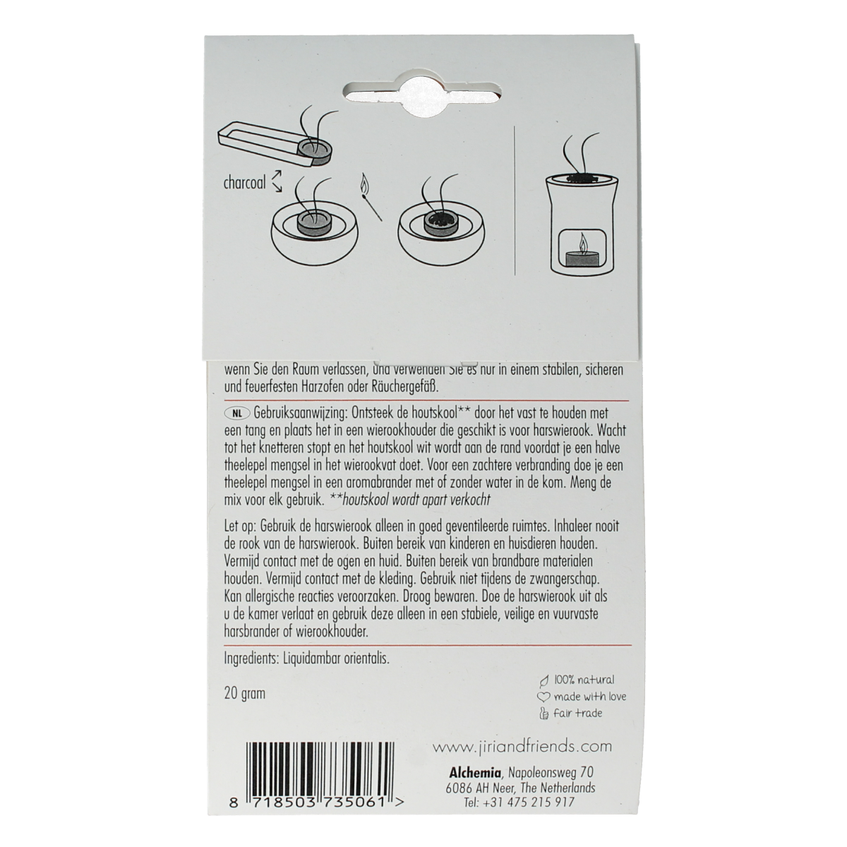 Jiri & Friends Harswierook storax incense stick from Turkey, 20 grams, natural aromatic resin for spiritual use.