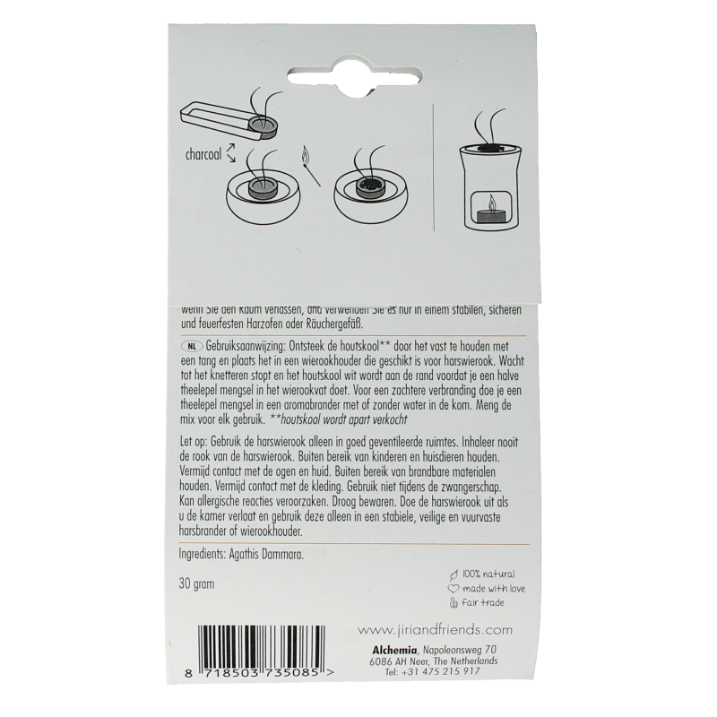 Jiri & Friends Harswierook copal incense stick bundle, 30 grams, natural aromatic incense for spiritual or relaxation use.