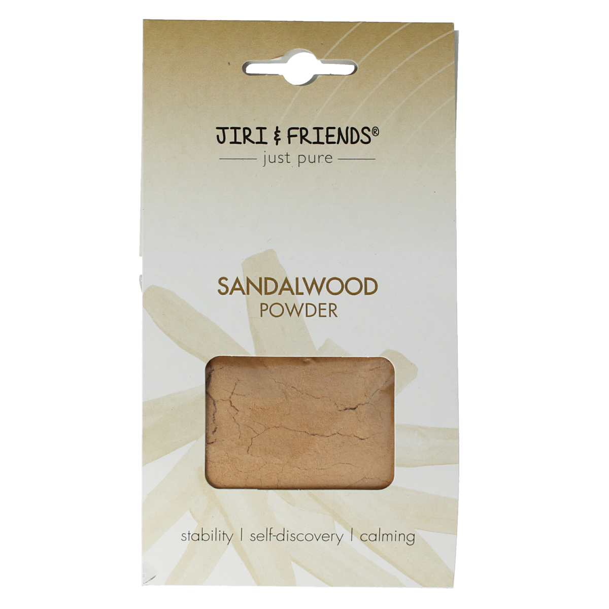 Jiri & Friends Harswierook sandalwood powder in a 30g jar, used as a geurverspreider with natural sandalwood scent