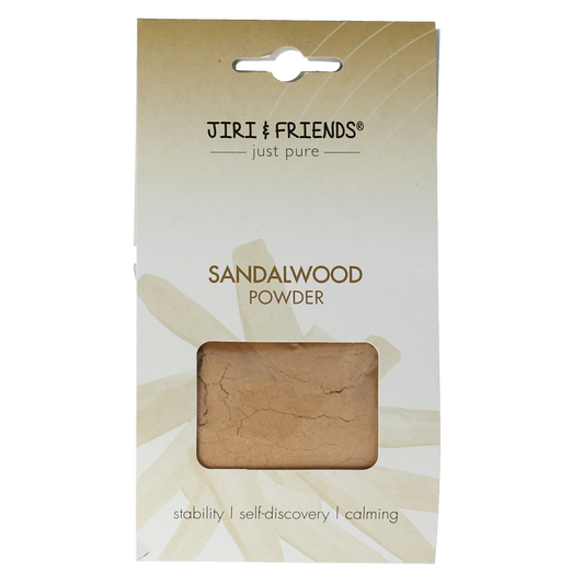 Jiri & Friends Harswierook sandalwood powder in a 30g jar, used as a geurverspreider with natural sandalwood scent