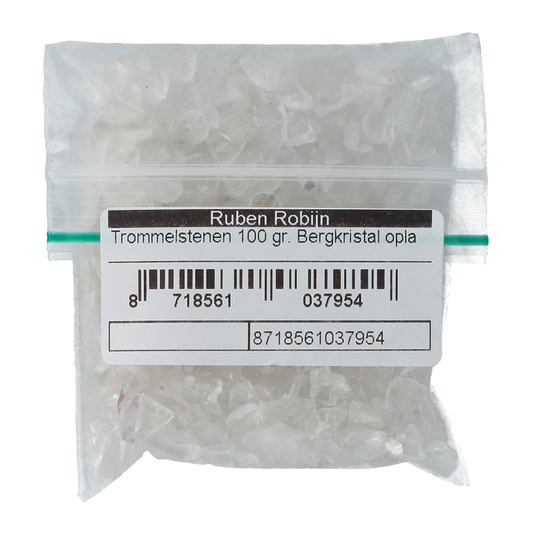 Ruben Robijn Trommelstenen bergkristal oplaadmix, small 100g bundle of natural clear quartz stones for energy healing.