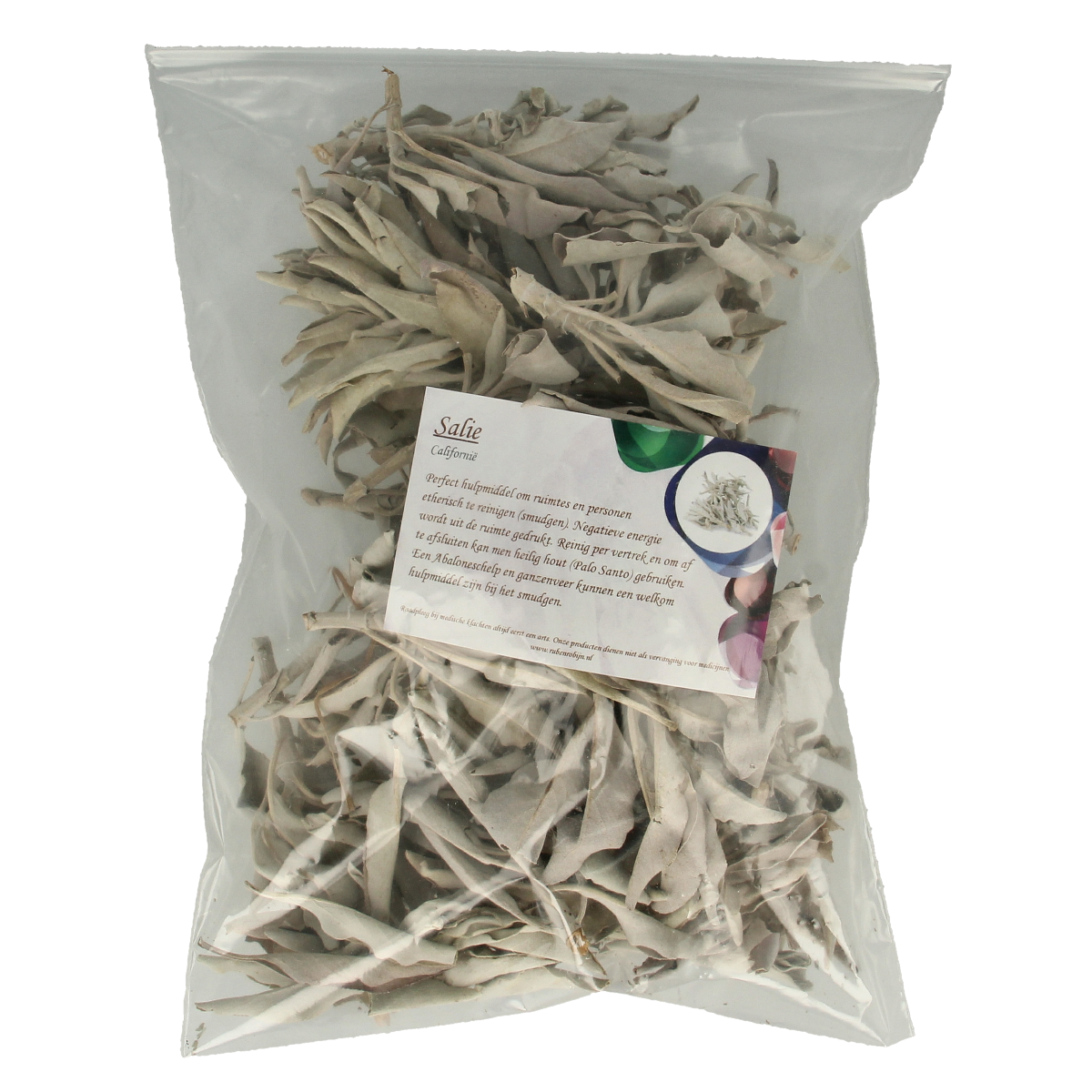 Ruben Robijn Saliezakje 75g, spiritual crystals in a small white bag, used for spiritual practices and energy cleansing.