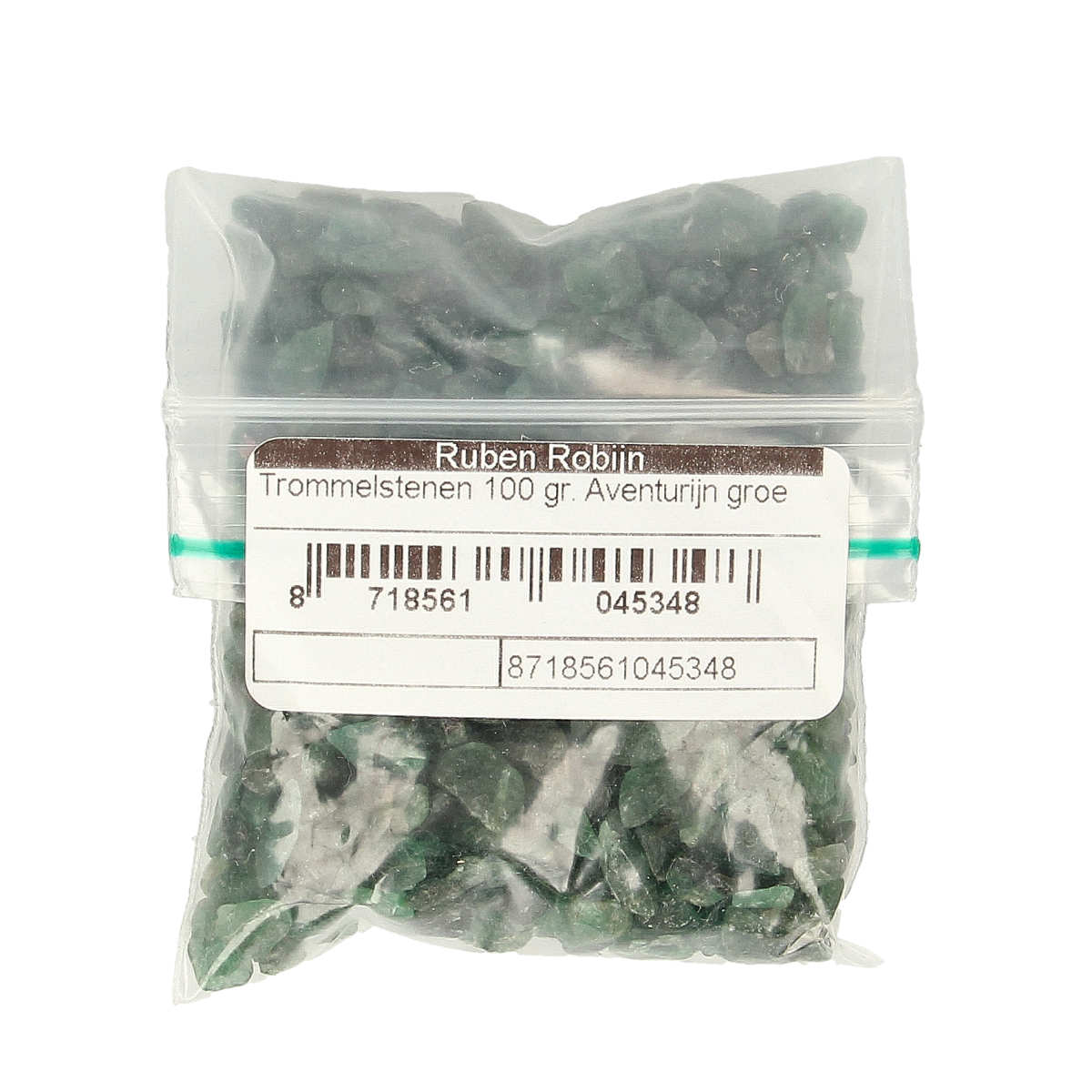 Green aventurine stones from Ruben Robijn, small drum-shaped stones in size 1, weighing 100 grams, natural mineral collection item.