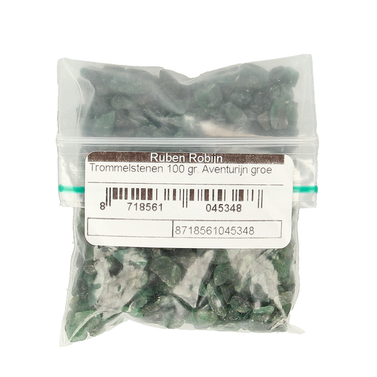 Green aventurine stones from Ruben Robijn, small drum-shaped stones in size 1, weighing 100 grams, natural mineral collection item.