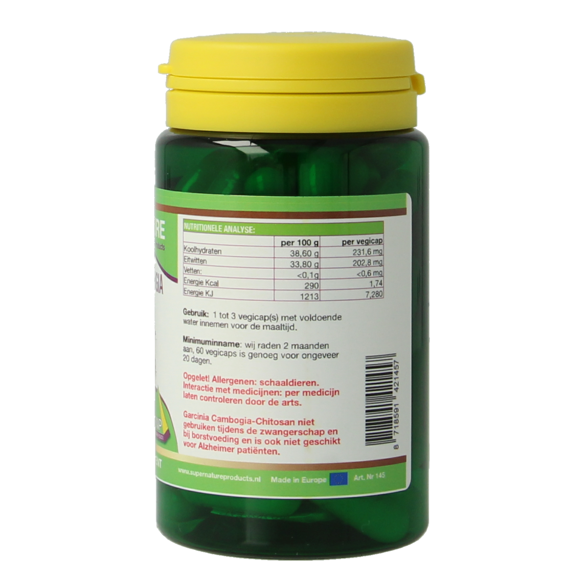 SNP Garcinia cambogia and chitosan vegetarian capsules, 500mg, herbal supplement in a blister pack