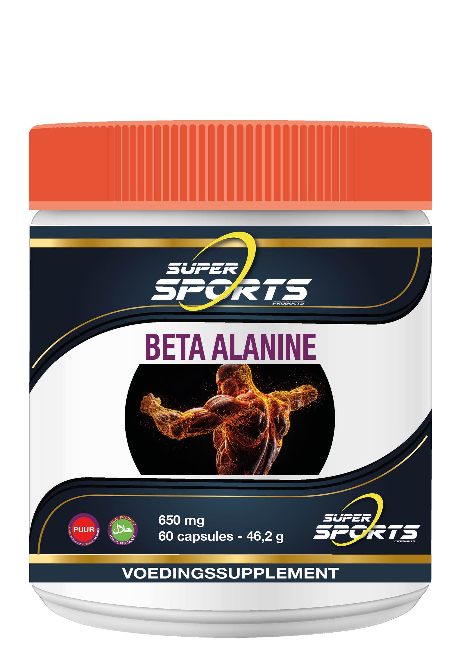 SNP Beta Alanine 650mg pure amino acid capsules, 60-count, featuring clear label and capsule appearance.