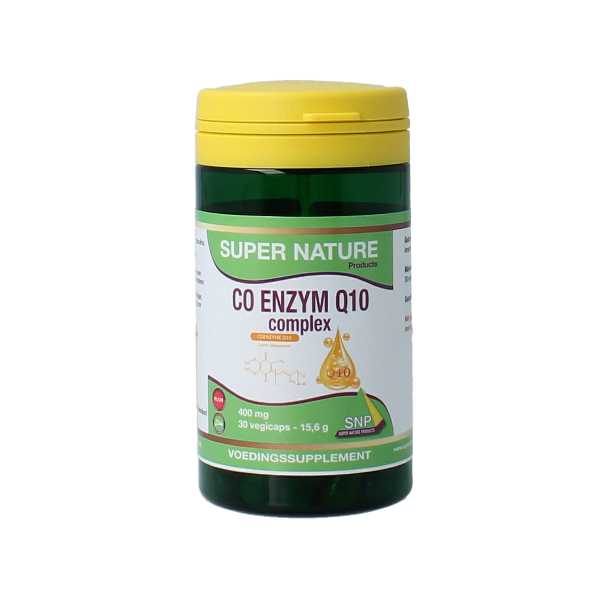 SNP Co Enzym Q10 Complex 400mg vegetarian capsules, dietary supplement for energy support and antioxidant benefits.