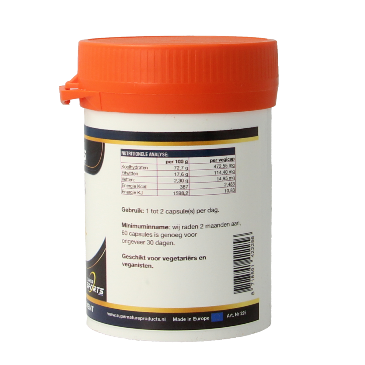 SNP Tribulus terrestris 500mg vegetarian capsules, herbal supplement in transparent bottle with label and capsules inside.