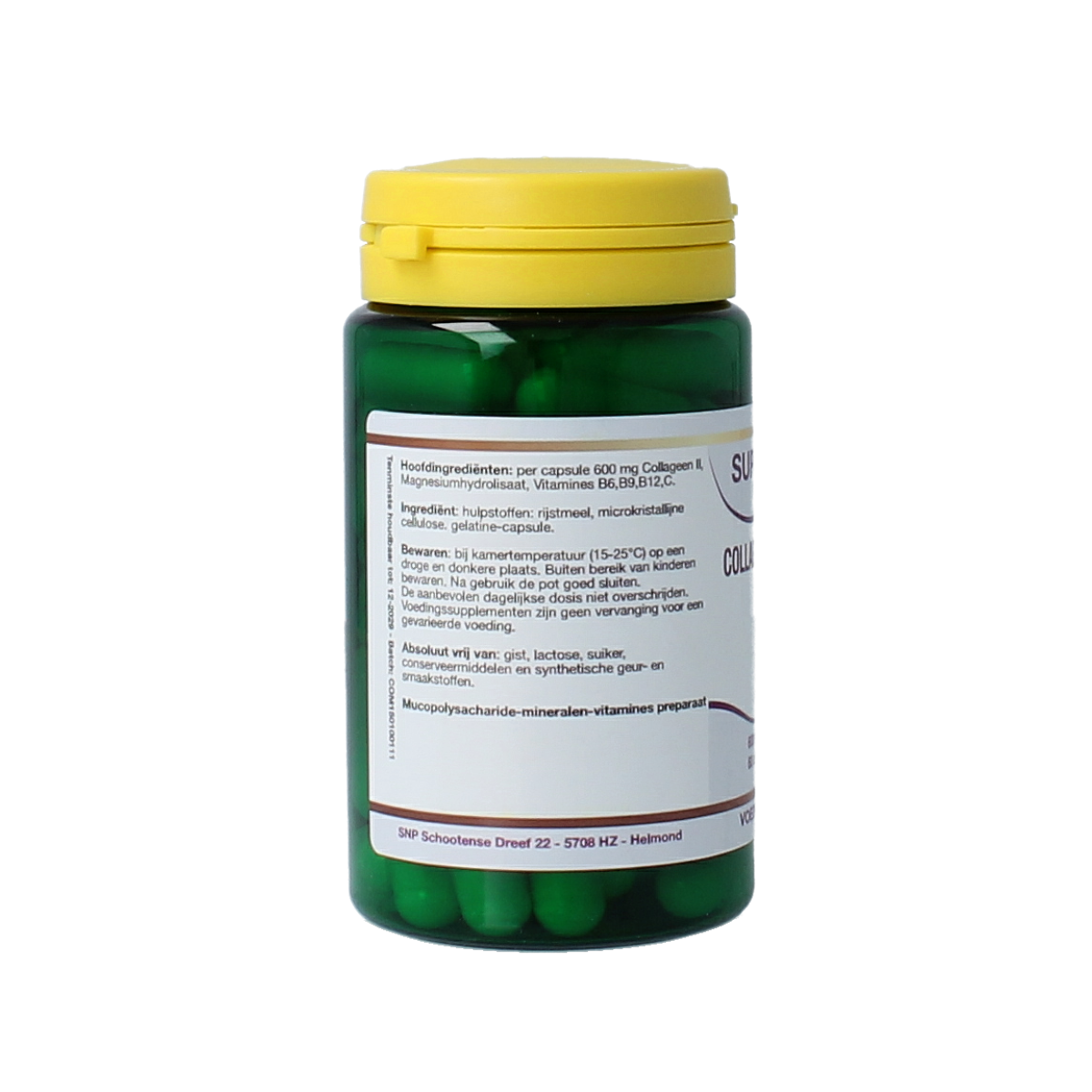 SNP Collagen Magnesium Vitamins multivitamin capsules, 60 count, featuring collagen and magnesium for overall wellness.