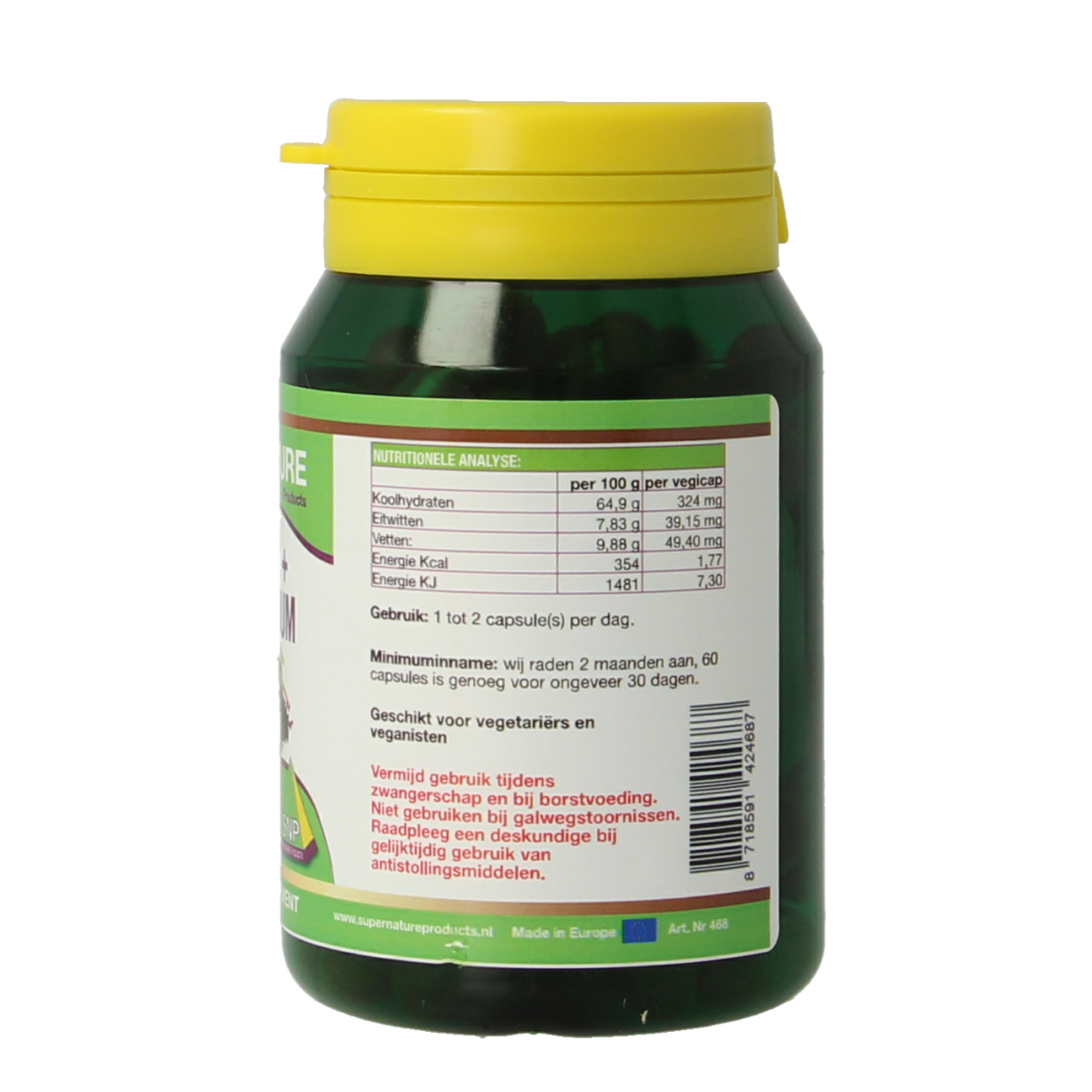 SNP Curcuma & Piper Nigrum herbal capsules in a bottle, vegetarian supplement, 510mg dosage, 60 capsules, herbal preparation.