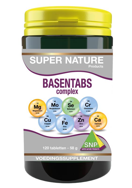 SNP Basentabs mineral multivitamin tablets in a blister pack, showing 120 tablets for overall mineral and vitamin support.