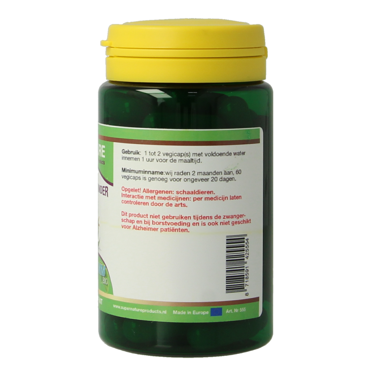 SNP Slank maatje minder puur vegetarian capsules in a bottle, herbal supplement for weight management, shown with capsules inside.