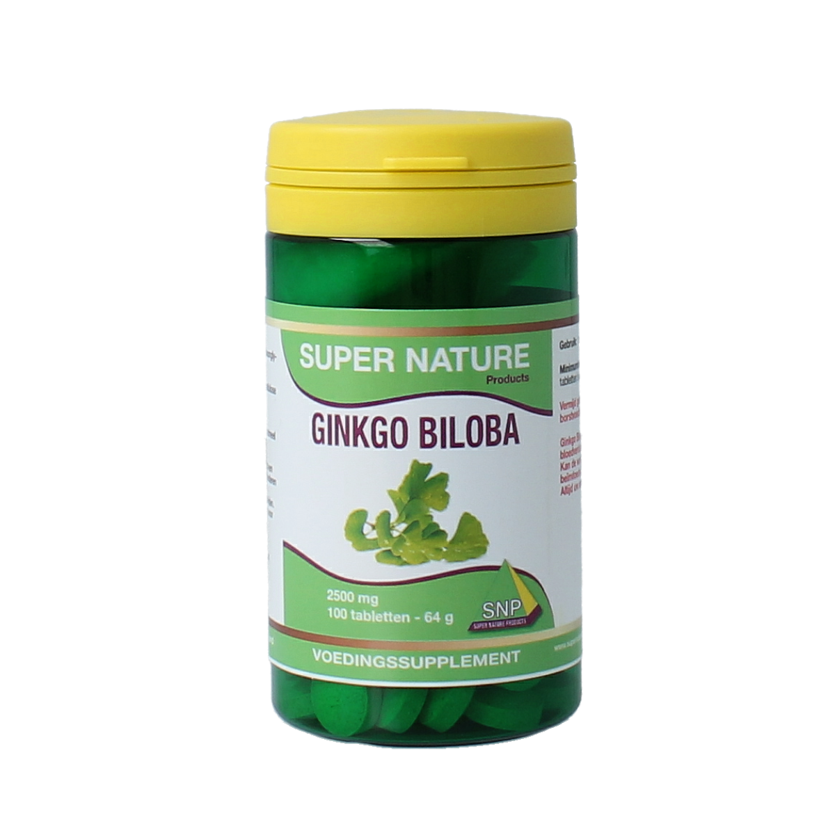 SNP Ginkgo Biloba 2500mg herbal supplement tablets in a blister pack, natural herbal remedy for cognitive support