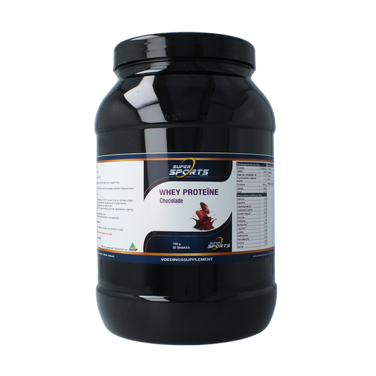 Nutritex Whey Protein Chocolate 750g container showing the label and product packaging for amino acids supplement.