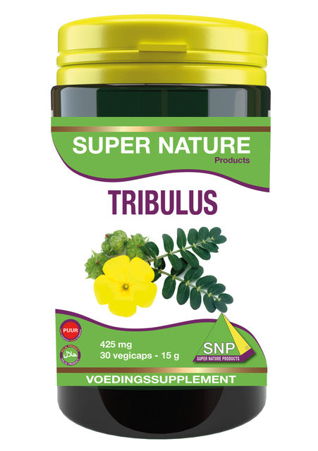 SNP Tribulus 425mg vegetarian capsules, herbal supplement, 30-count bottle, natural plant-based herbal product.