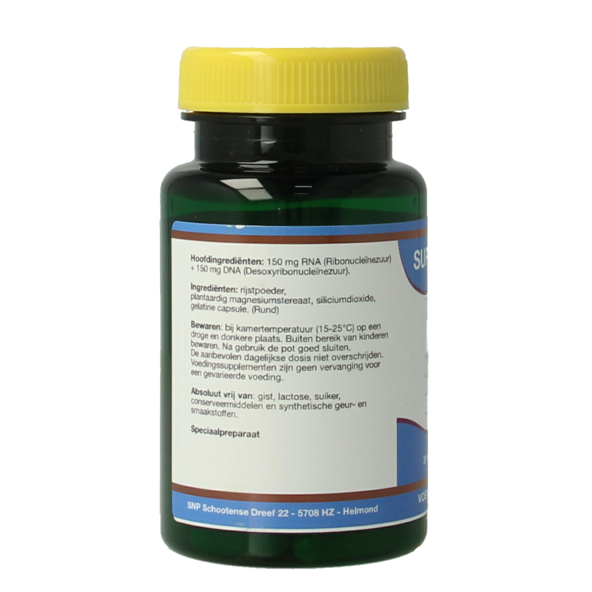 SNP DNA + RNA complex capsules in a bottle, dietary supplement for supporting cellular health and genetic function