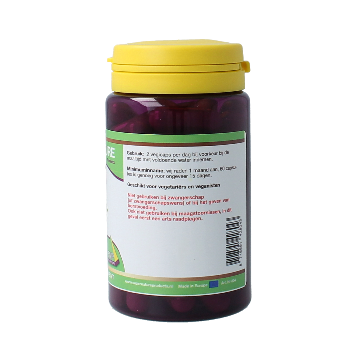 SNP Brahmi Puur herbal capsules in a bottle, vegetarian supplement for cognitive support, natural herbal product.
