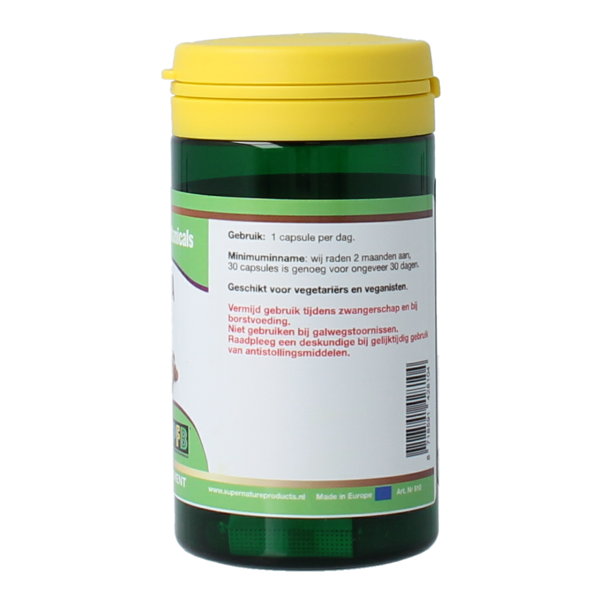 SNP Curcuma Fermented Pure vegetarian capsules, herbal supplement in a clear bottle with capsules visible inside.