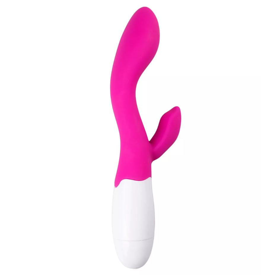 EasyToys Lily Rabbit Vibrator, a pink silicone sex toy designed for pleasure, shown in close-up for intimate use.