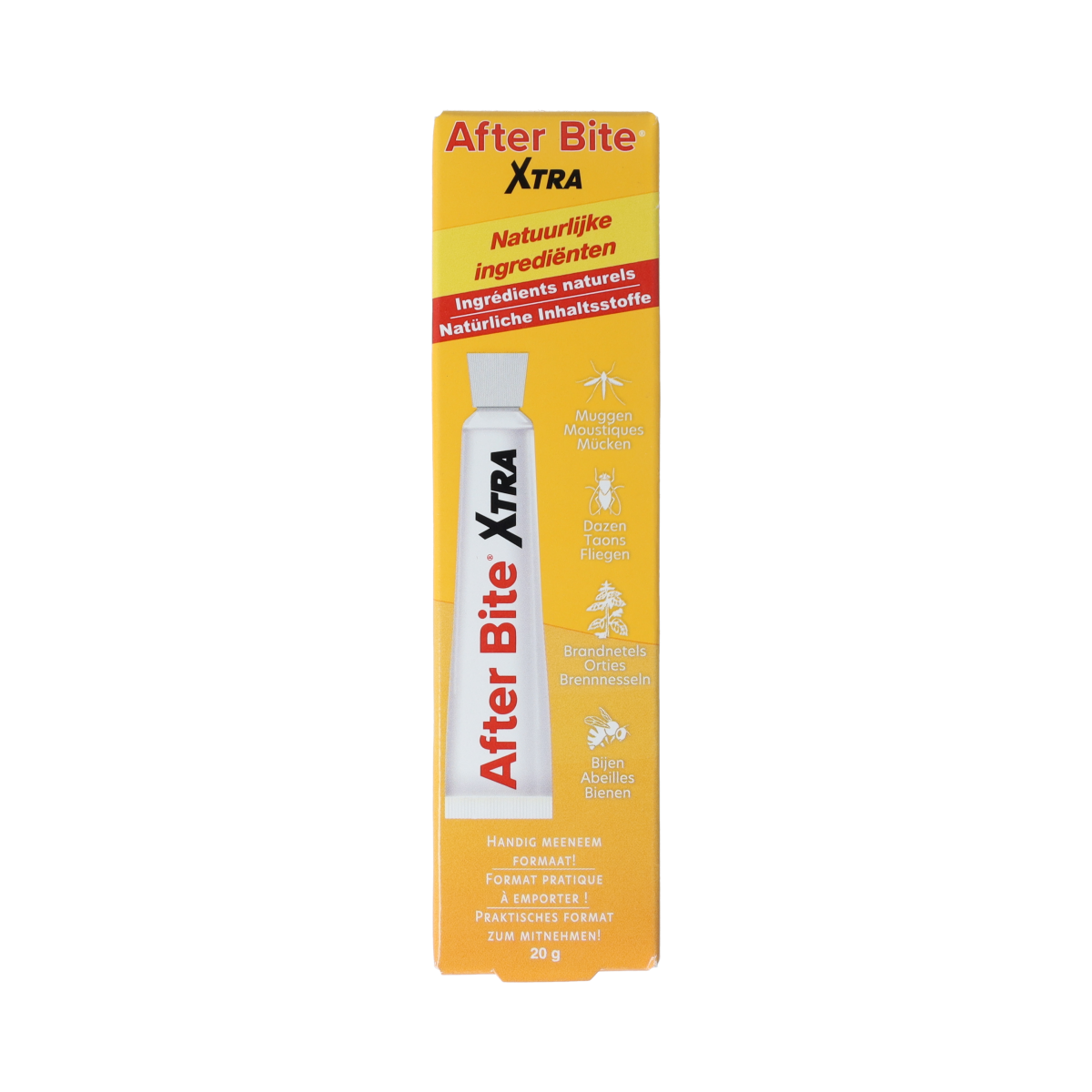 After Bite Xtra gel for insect bites and stings, 20g tube, soothing relief for skin irritation with branded topical treatment.