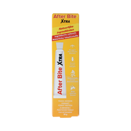 After Bite Xtra gel for insect bites and stings, 20g tube, soothing relief for skin irritation with branded topical treatment.