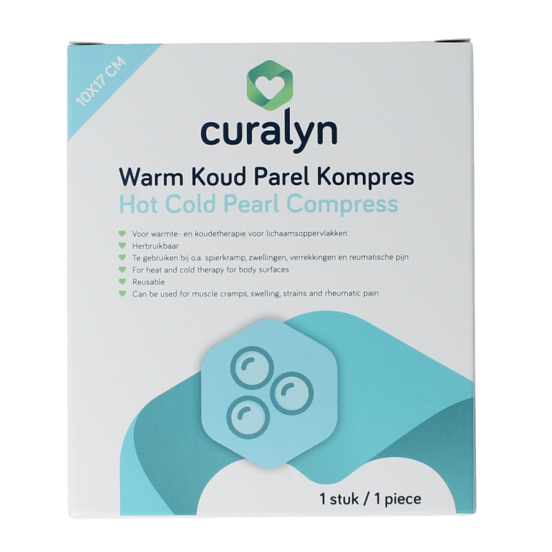 Curalyn warm and cold compress in a single pack, soft fabric exterior, designed for soothing pain relief and temperature therapy.